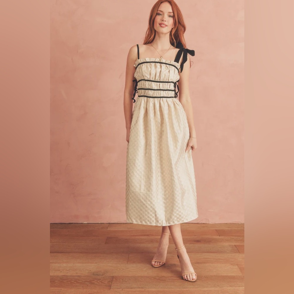 Sofie the label gold checked dress